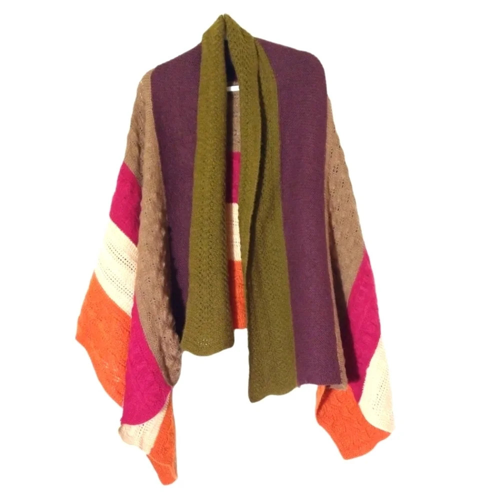 Handmade Fall Autumn Colors knit wrap shawl lap blanket Crochet‎